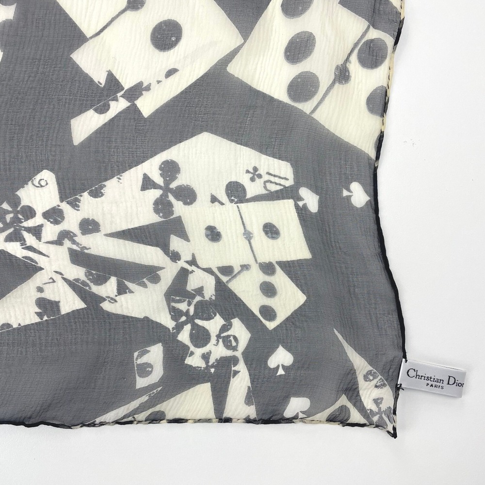 Vintage GALLIANO CHRISTIAN DIOR Silk Scarf Square‎ 27" Sheer Cards Dominos Y2K - Picture 9 of 11